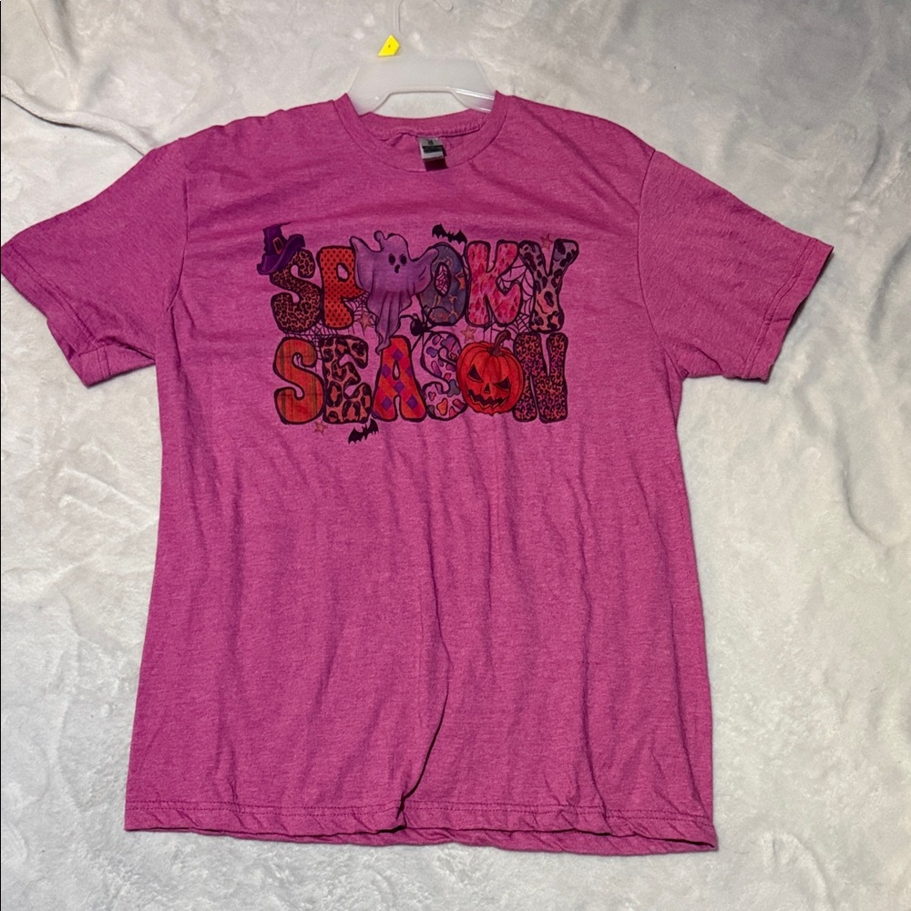 Gildan Pink Spooky Season Short Sleeve Tee